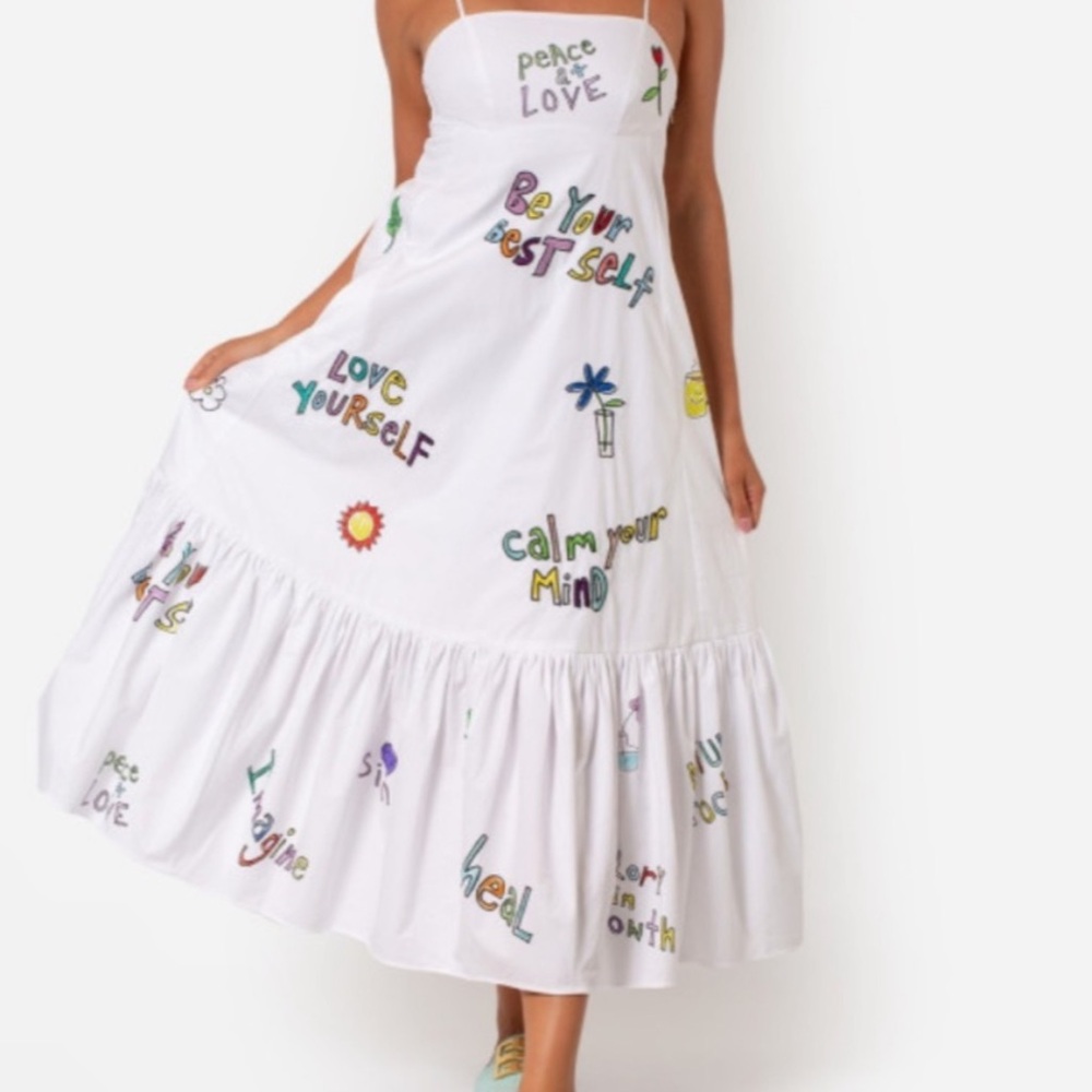 Mira Mikati Wellness Print Cami Tiered Dress - NWT